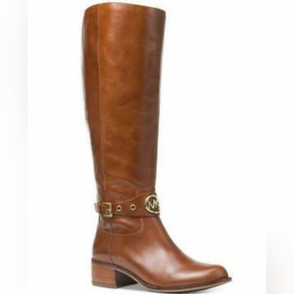 NIB Michael Kors Women's Knee High Leather Boots Dark Caramel NIB Size 5